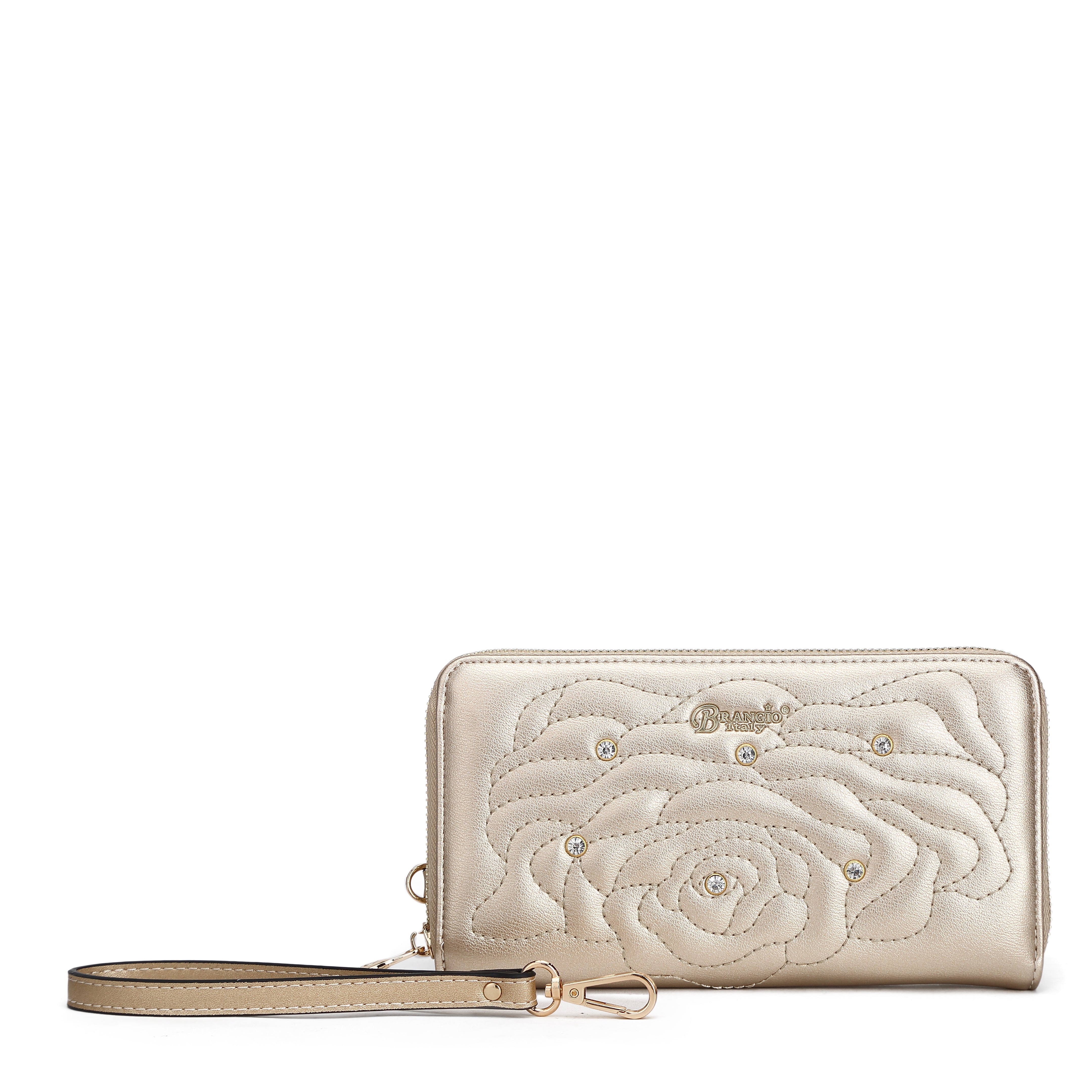 Rosette 3D Crystal Wristlet Wallet [ITEM#:RAW8568] - Brangio Italy Co.