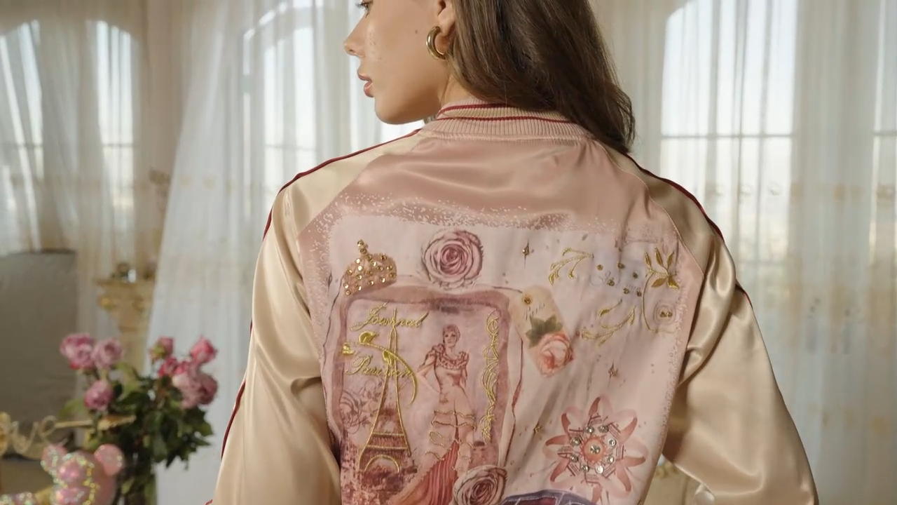 La Belle Époque Satin Bomber Jacket